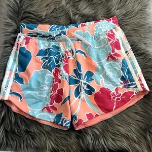 adidas size youth large hibiscus three stripe shorts